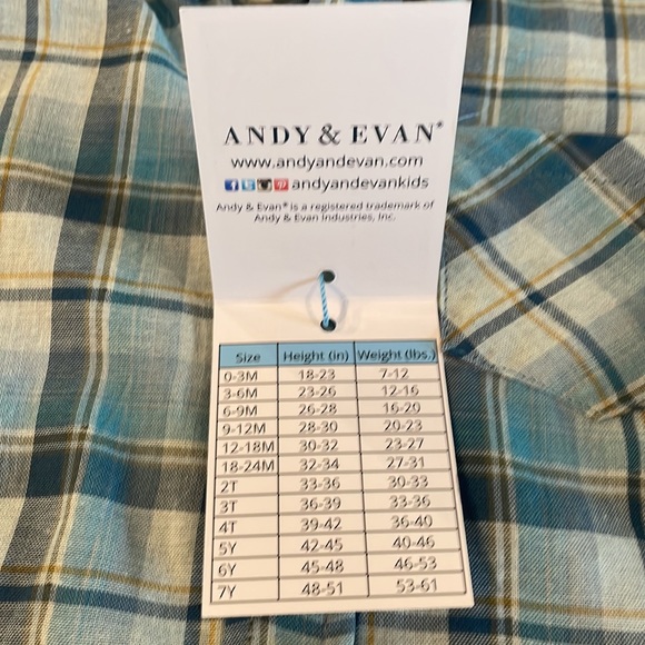 NWT Boys size 7 Andy and Evan Long Sleeve Button Up Cotton shirt - Picture 4 of 4